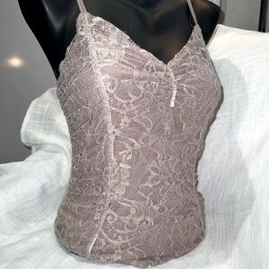 BEIGE SEXY LACE BODYSUIT